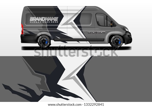 Van decal cargo and car wrap vector . Graphic\
abstract background livery\
