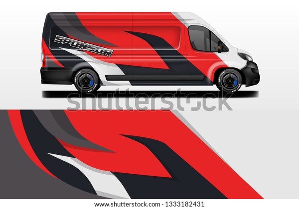 Van decal cargo and car wrap vector . Graphic\
abstract background livery