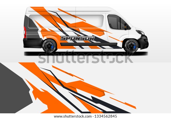 Van decal cargo and car wrap vector . Graphic\
abstract background livery