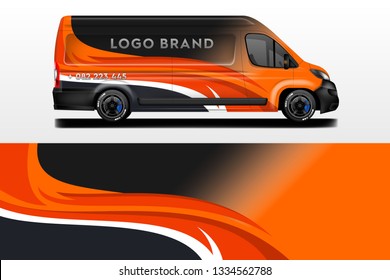 Van Decal Cargo Company And Car Wrap Vector . Graphic Abstract Background Livery