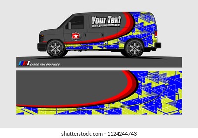 Van decal design. Abstract background vector for vehicle vinyl wrap.
