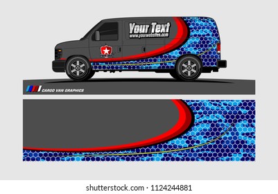 Van decal design. Abstract background vector for vehicle vinyl wrap.
