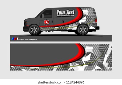 Van decal design. Abstract background vector for vehicle vinyl wrap.