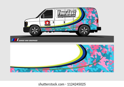Van decal design. Abstract background vector for vehicle vinyl wrap.