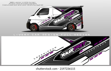 van decal design vector. Graphic abstract stripe racing background kit designs for wrap vehicle, race car, rally, adventure and livery