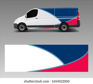 van decal wrap design vector for Company branding . Graphic wrap decal and sticker template vector