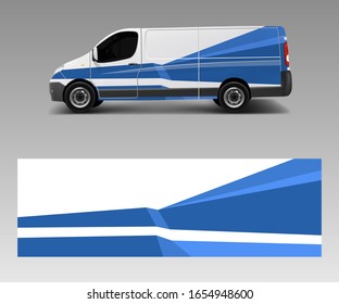 van decal wrap design vector for Company branding . Graphic wrap decal and sticker template vector