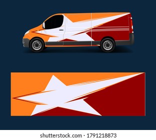 van decal wrap design vector for Company branding . Graphic wrap decal and sticker template vector