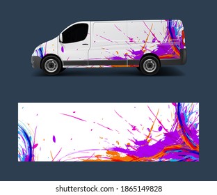 van decal wrap design vector for Company branding . Graphic wrap decal and sticker template vector