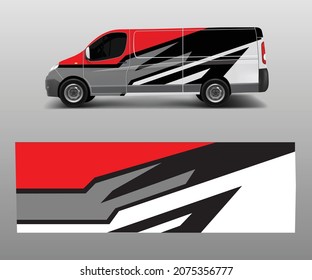 van decal wrap design vector for Company branding . Graphic wrap decal and sticker template vector