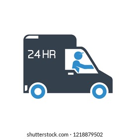 van delivery driver icon on white background