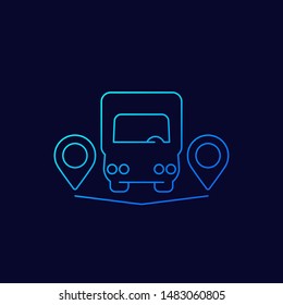 van and delivery points icon, linear