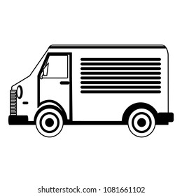 Van delivery vehicle on black and white colors