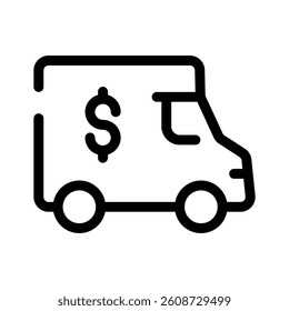 A van with a dollar, representing business logistics or deliveries