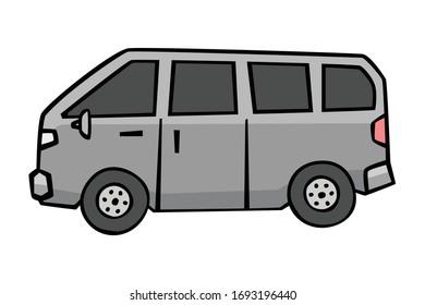 Van en estilo de dibujo en blanco