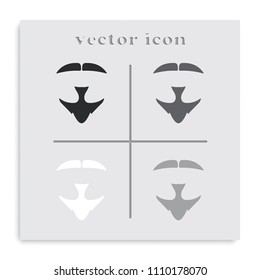 Van Dyke beard style. Beard and mustache flat black and white vector icon.