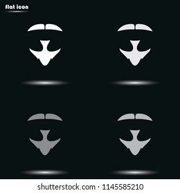 Van Dyke beard style. Beard and mustache flat grayscale vector icon.