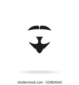 Van Dyke beard style. Beard and mustache icon.