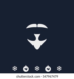 Van Dyke beard style. Beard and mustache icon.