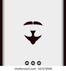Van Dyke beard style. Beard and mustache icon.