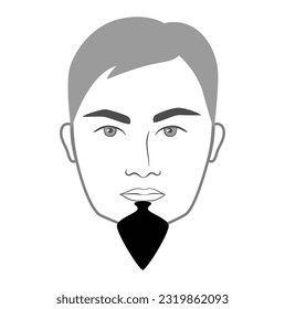Van Dyke with Soul Patch Beard style men in face illustration Facial hair. Vector portrait male Fashion template flat barber collection set. Stylish hairstyle isolated outline on white background.