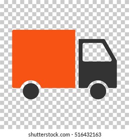 Van EPS vector icon. Illustration style is flat iconic bicolor orange and gray symbol on chess transparent background.