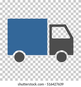 Van EPS vector pictograph. Illustration style is flat iconic bicolor cobalt and gray symbol on chess transparent background.