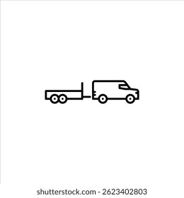 van com equipamento ícone de contorno do reboque. equipamento reboque linha preta ilustração.