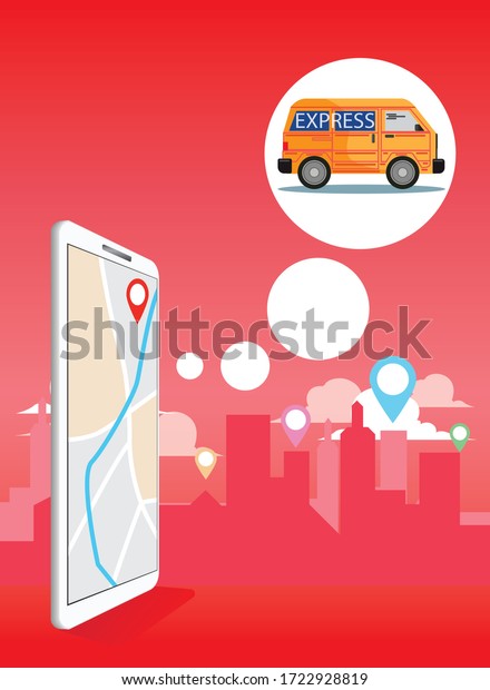van express delivery service in background\
vector, mobile application