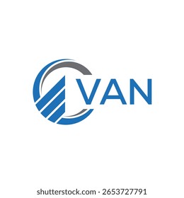 VAN Diseño de logotipo de contabilidad plana sobre fondo blanco. Iniciales creativas VAN Concepto de logotipo de letra de gráfico de crecimiento. Diseño de logo de finanzas de negocios VAN.
