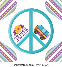 van with flower hippie concept