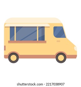 Van food icon cartoon vector. Street truck. Shop park