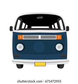 Van Front View Flat Illustration