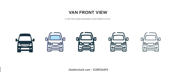 Van Front View Icon In Different Style Vector Illustration. Two Colored And Black Van Front View Vector Icons Designed In Filled, Outline, Line And Stroke Style Can Be Used For Web, Mobile, Ui