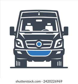 Van front view icon. Vector and glyph
