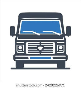 Van front view icon. Vector and glyph