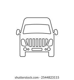 Van front view line icon isolated on white background. Vector