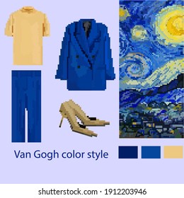 Van Gogh color style fashion pixel clothes