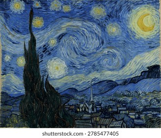 Van Gogh - Starry Night - vector illustration