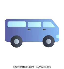 Van, with gradient blue color.  for the family car.  flat minimalist design vector eps 10