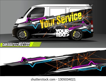 van Graphic designs. Abstract lines  vector with grunge background concept for vinyl Wrap and Vehicle branding 