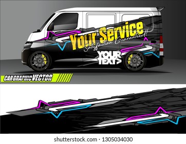 van Graphic designs. Abstract lines  vector with grunge background concept for vinyl Wrap and Vehicle branding 