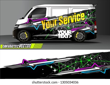van Graphic designs. Abstract lines  vector with grunge background concept for vinyl Wrap and Vehicle branding 