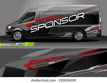van Graphic designs. Abstract lines  vector with grunge background concept for vinyl Wrap and Vehicle branding 