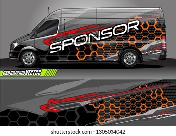 van Graphic designs. Abstract lines  vector with grunge background concept for vinyl Wrap and Vehicle branding 