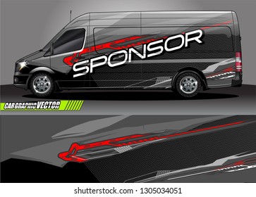 van Graphic designs. Abstract lines  vector with grunge background concept for vinyl Wrap and Vehicle branding 