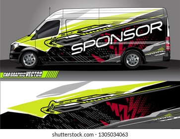 van Graphic designs. Abstract lines  vector with grunge background concept for vinyl Wrap and Vehicle branding 