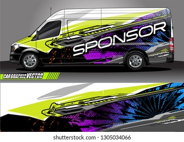 van Graphic designs. Abstract lines  vector with grunge background concept for vinyl Wrap and Vehicle branding 