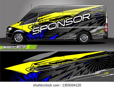 van Graphic designs. Abstract lines  vector with grunge background concept for vinyl Wrap and Vehicle branding 