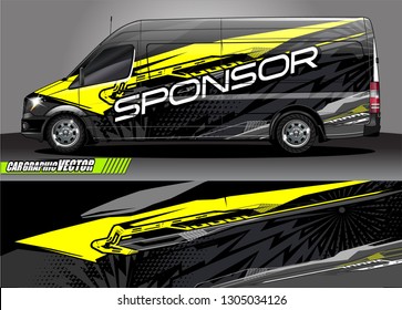 van Graphic designs. Abstract lines  vector with grunge background concept for vinyl Wrap and Vehicle branding 